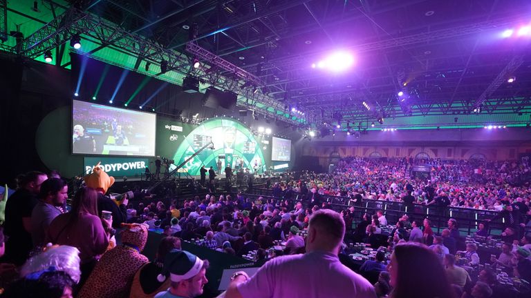 Fans watch the final of the Paddy Power World Darts Championship at Alexandra Palace, London. Picture date: Wednesday January 3, 2024.
