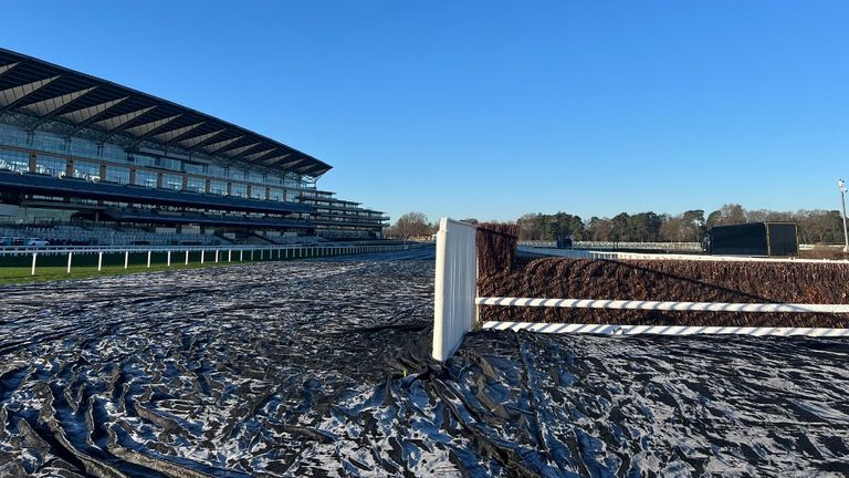 Ascot remains frozen in places after temperatures of -6C overnight