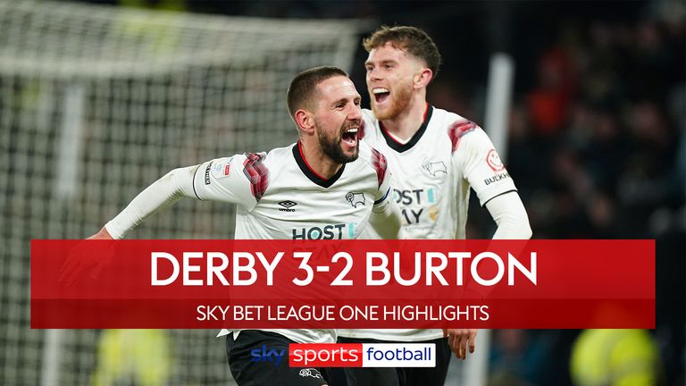 Derby County&#39;s Conor Hourihane celebrates scoring their side&#39;s third goal of the game during the Sky Bet League one match at Pride Park, Derby. Picture date: Monday January 15, 2024.