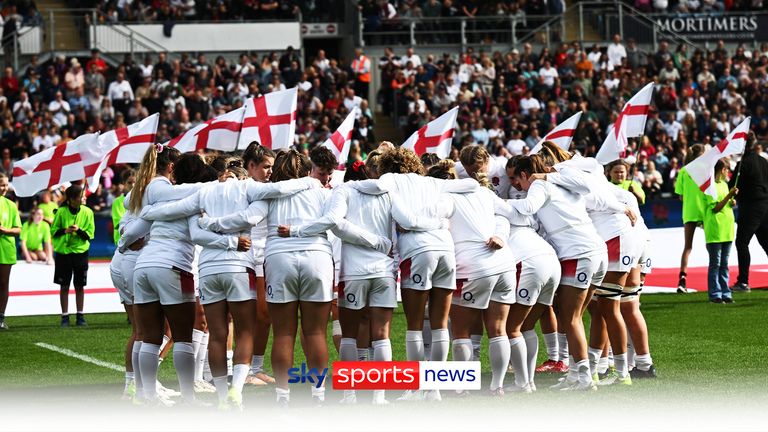 England Women in a huddle before the first test match at Sandy Park