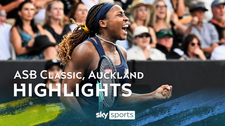 Coco Gauff of the United States celebrates after defeating Elina Svitolina of Ukraine in the final of the ASB Tennis Classic in Auckland, New Zealand, Sunday, Jan. 7, 2024.
